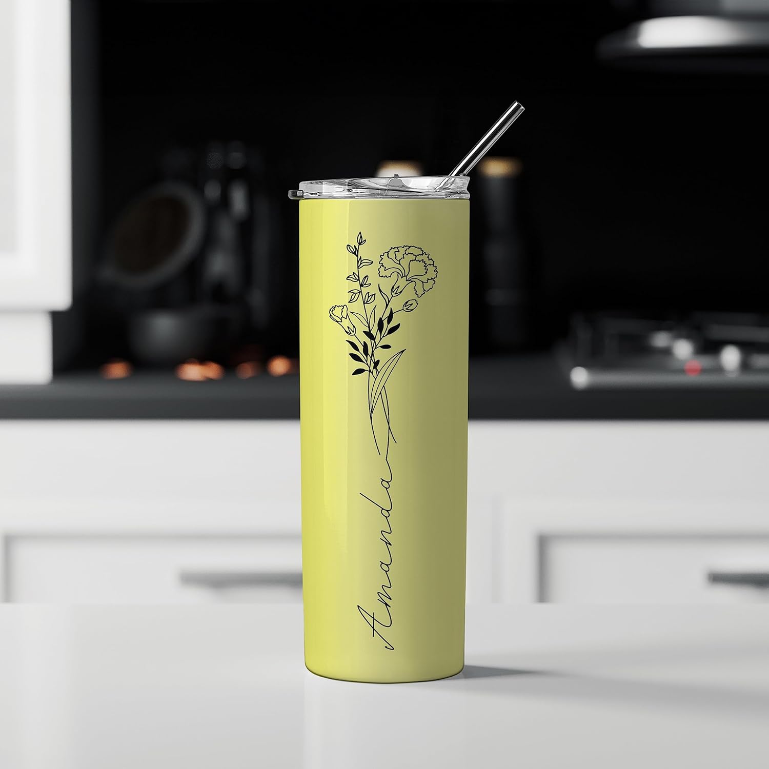 Birthday Gifts for Women, Personalized Tumblers with Birth Flower and Name, 10 Colors - 20 Oz, Skinny Tumblers for Women - Image 6