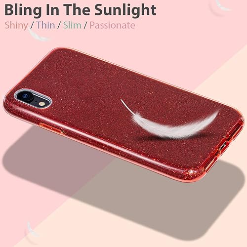 Miniatura 5 de MATEPROX Compatible con iPhone XR, Bling Sparkle Cute Girls Women Funda protectora de Navidad (rojo)