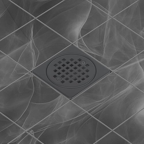 Miniatura 7 de Uni-Green Kit de rejilla de drenaje de ducha negro mate de 4 pulgadas, compatible con brida de drenaje Schluter Kerdi, drenaje cuadrado de suelo de
