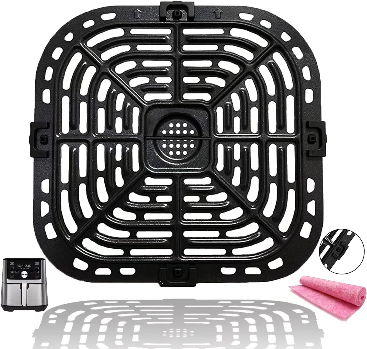 HEISENLIN Air Fryer Grill Pan Plate for Instants Pot Vortex Plus 6 in 1 6 QT XL Air Fryers, Upgraded Crisper Tray Plate Rack Grate Grid Shelf for Instants 5.7QT 6QT, Nonstick, Dishwasher Safe