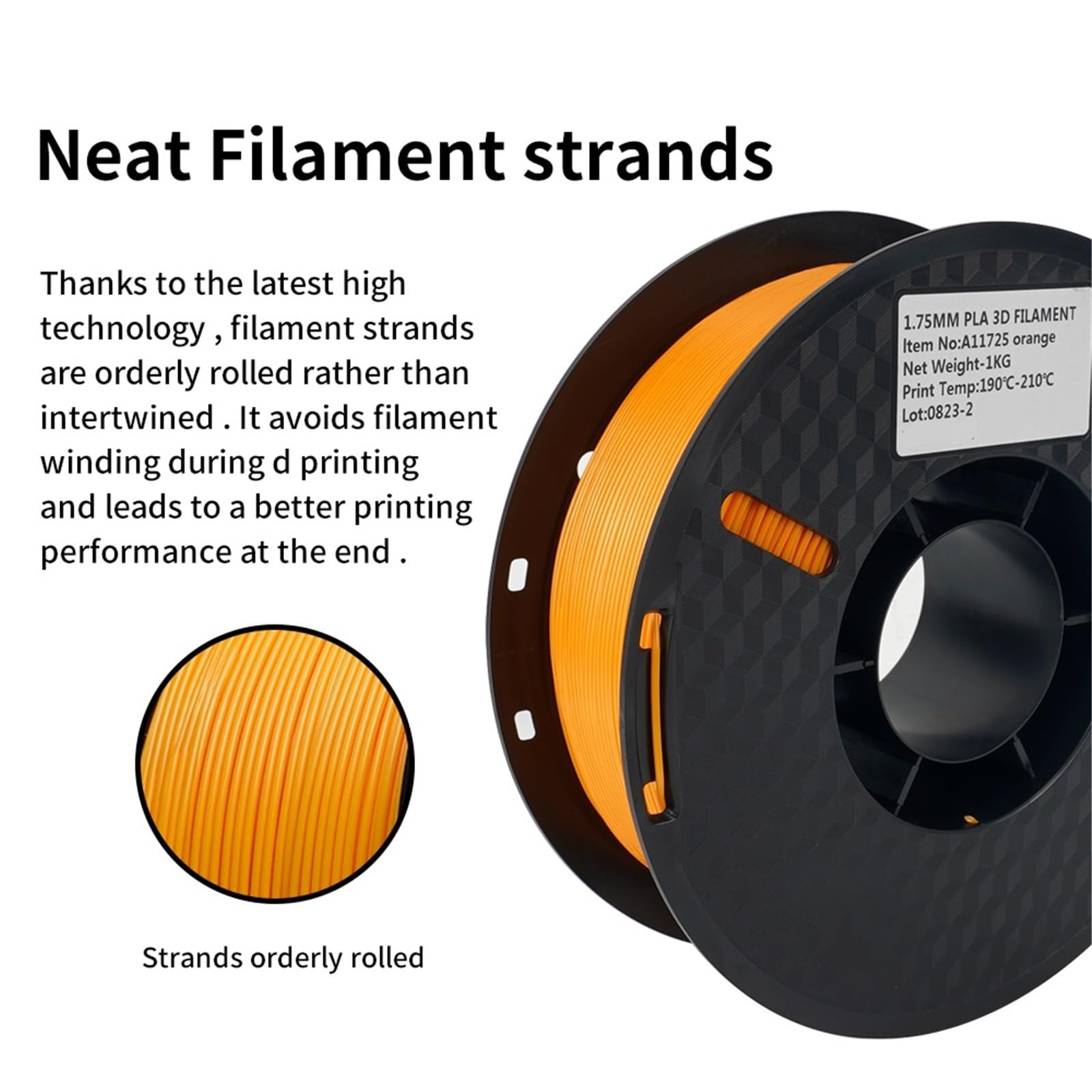 Compatibile Con La Maggior Parte Delle Stampanti 3D FDM, Bobina Con Filamento PLA Da 1,75 Mm E 1 Kg, Materiale Di Stampa 3D Ecologico Degradabile(Yellow)