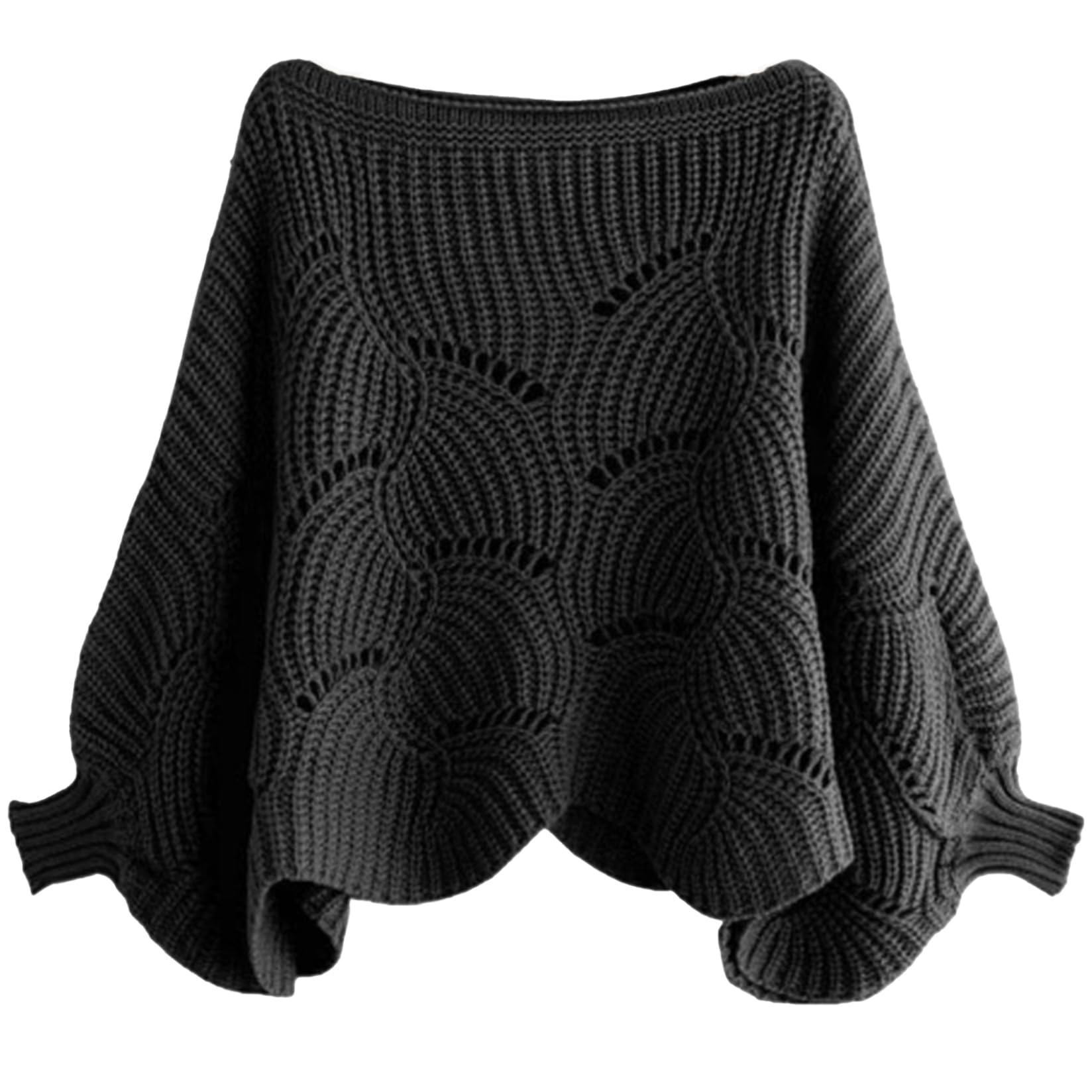 Gestrickter Schal, Pulloverschalel mit Ärmeln warmer Pullover Strickschalle Hohlhülsenhülsenhülle Poncho Pullover klobiger Winter Frauen Ärmel Wickel für kaltes Wetter, Poncho