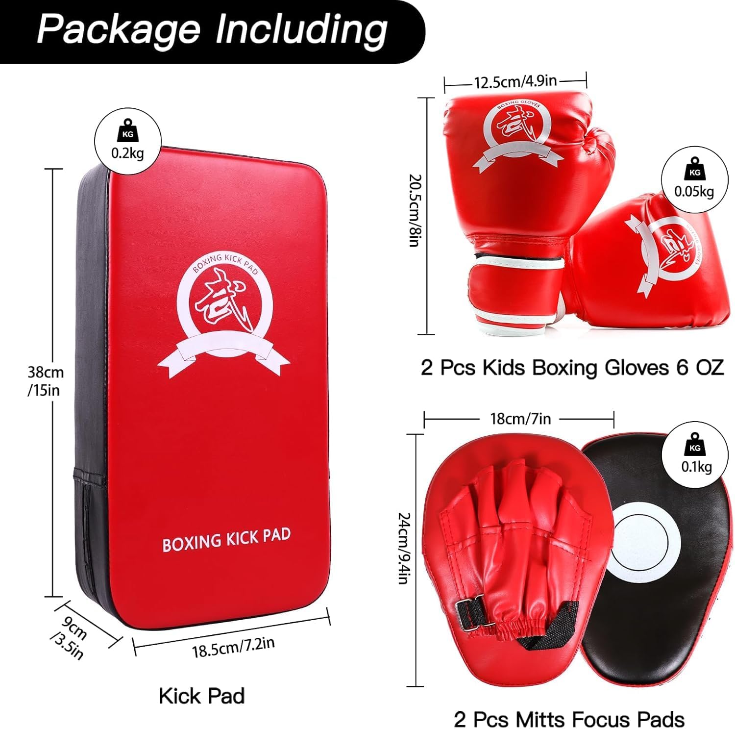 SEISSO Kids Boxing Gloves Boxing Kick Pads Punching Mitts Set for Taekwondo Karate Training Target Focus Muay Thai Pads Punch Kicking Strike MMA Martial Art for Kids Youth