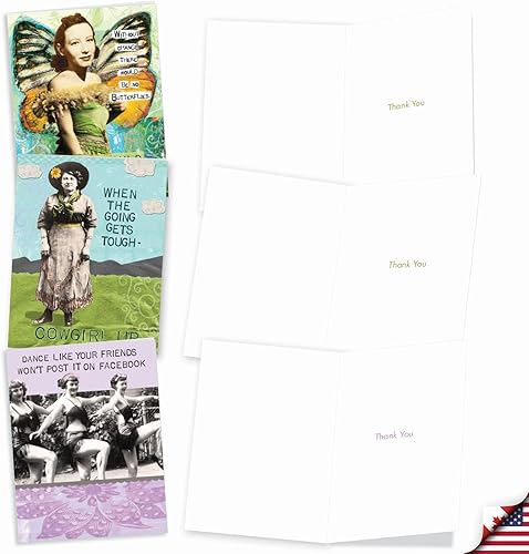 Miniatura 3 de The Best Card Company - 10 divertidas tarjetas de agradecimiento con sobres (4 x 5.12 pulgadas) Juego de notas de gratitud humorística en caja -