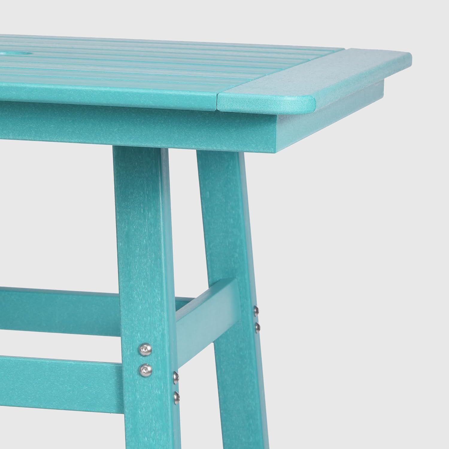 WestinTrends Malibu Square Outdoor Patio Bistro Bar Table with Umbrella Hole 42" Tall, Turquoise