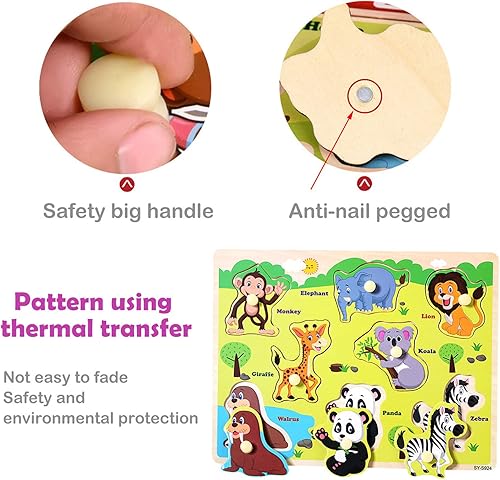 Miniatura 4 de Rompecabezas de madera para niños de 2, 3 y 4 años, rompecabezas educativos para preescolar, juego de 3 piezas de rompecabezas para niños pequeños