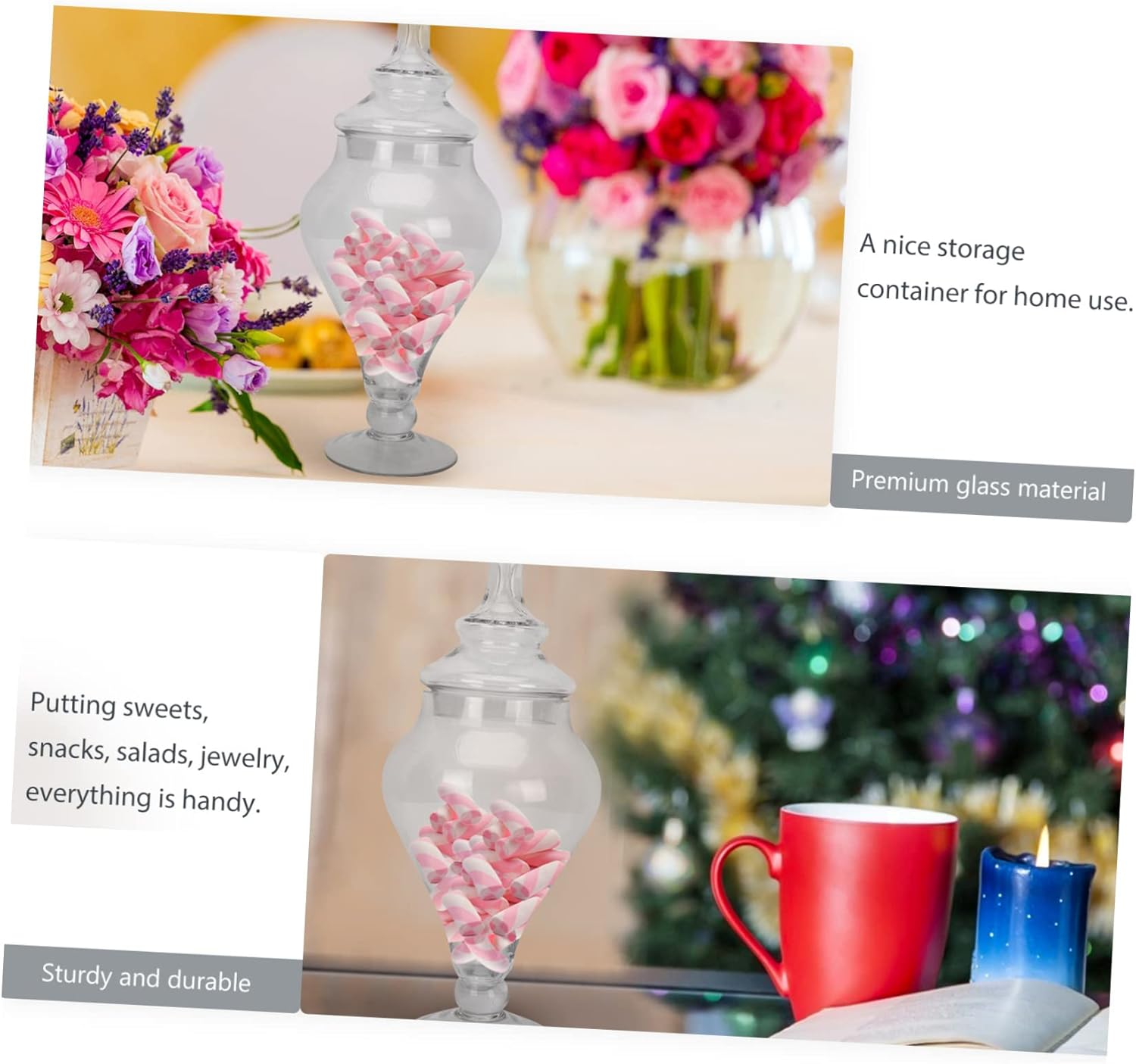 1pc Transparent Candy Storage Jar Practical Glass Canister for Weddings and Parties Elegant Decorative Sweet Jar for Home and Kitchen Multi-functional Wedding Adornment