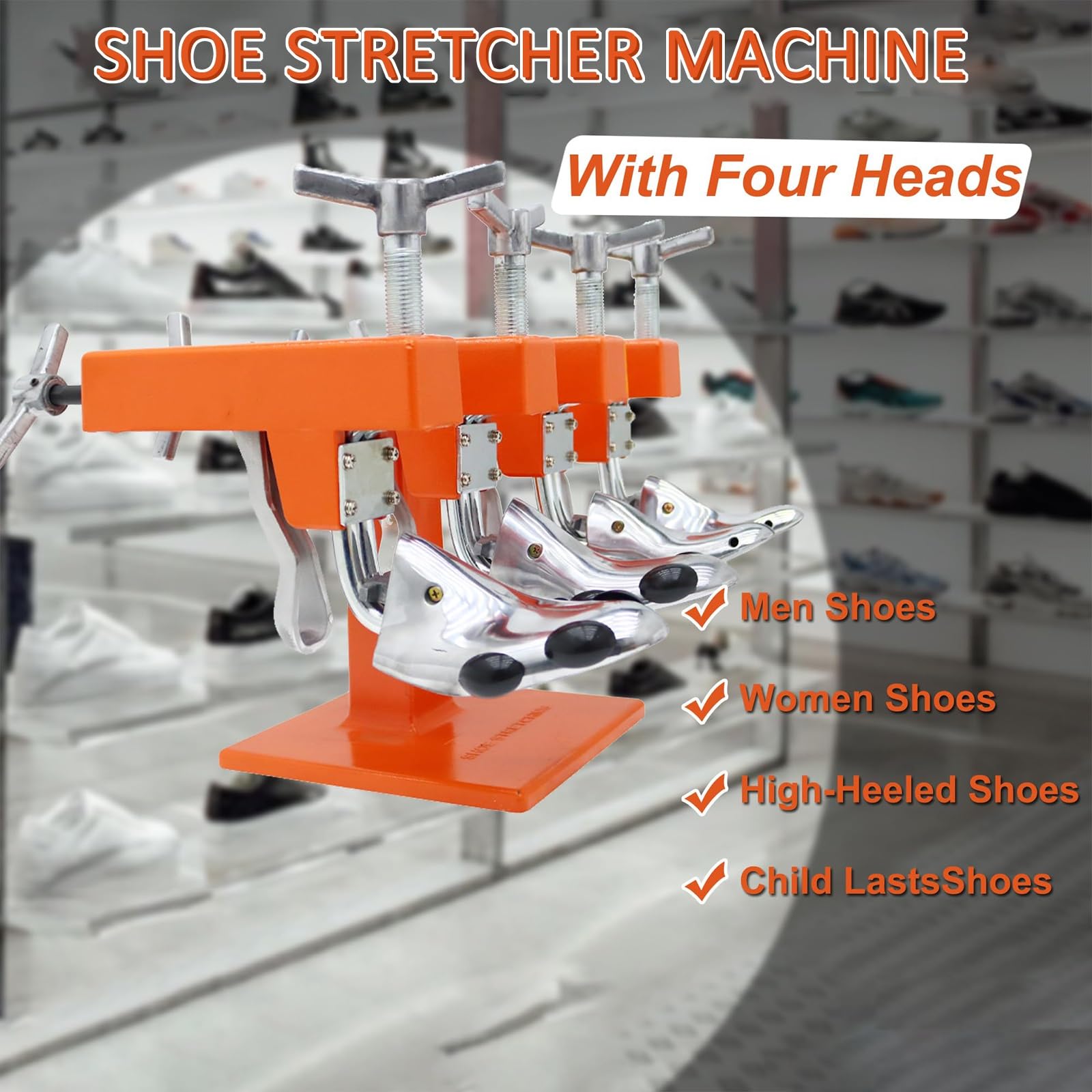 Macchina per barella per scarpe a quattro teste, barella professionale per scarpe con scala, lunghezza regolabile in larghezza, espansore manuale per scarpe, macchina di espansione per scarpe in