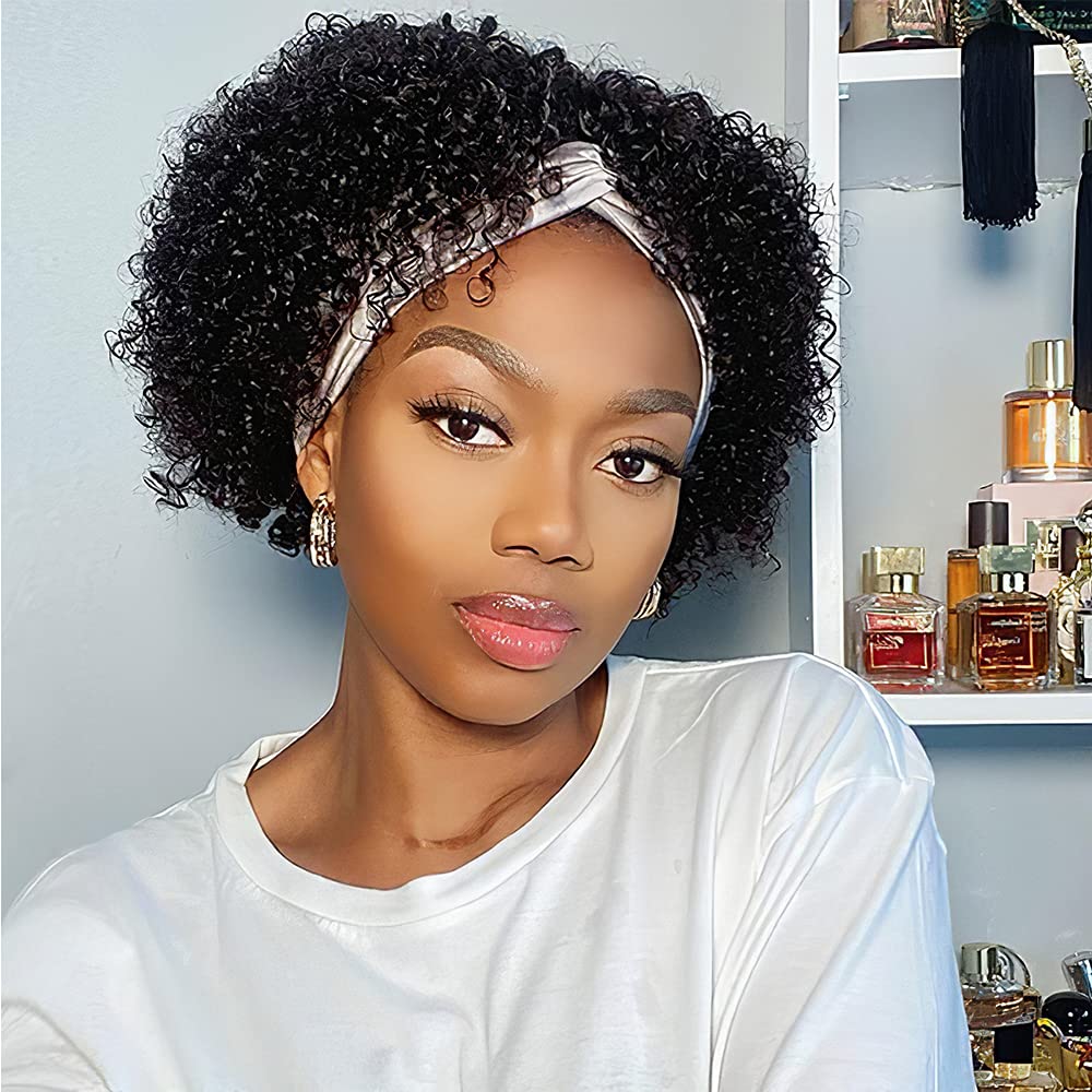 Buy Aisi Queens Short Curly Human Hair Half Wigs For Black Women Brizilian Human Hair Glueless 150 Density Head Band Wigs Kinky Curly Natural Color 10inch Headband Online In Taiwan B093k9xf2r