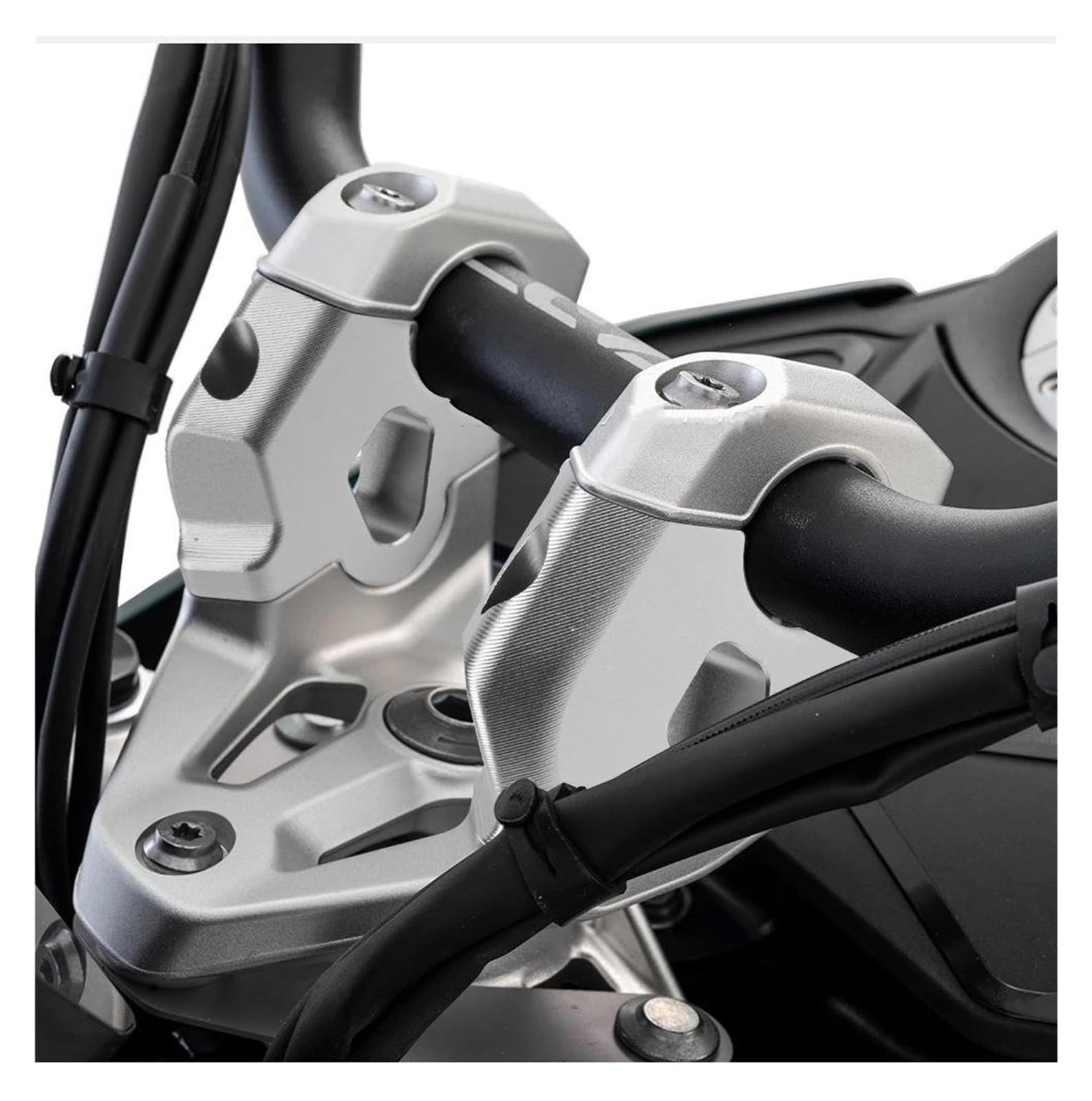 CNC Aluminio Alzas Manillar Motocicleta Abrazadera de elevación para Manillar de Motocicleta de Aluminio CNC para BMW R 1300 GS R1300GS 2024-(Silver)