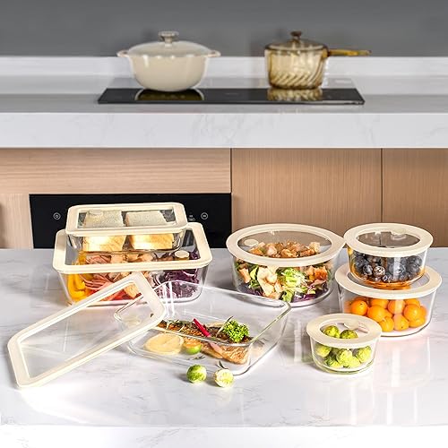 Miniatura 7 de Urban Green Juego de recipientes de vidrio para alimentos con tapa de vidrio, paquete de 3, juego de recipientes de almacenamiento de alimentos,