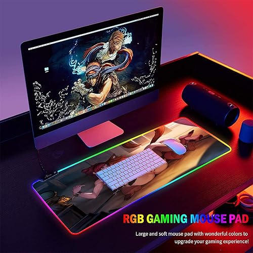 Miniatura 6 de Alfombrilla de mouse de anime para niña, alfombrilla de mouse sexy RGB LED, alfombrilla de mouse para gamer, teclado XXL grande Mause para