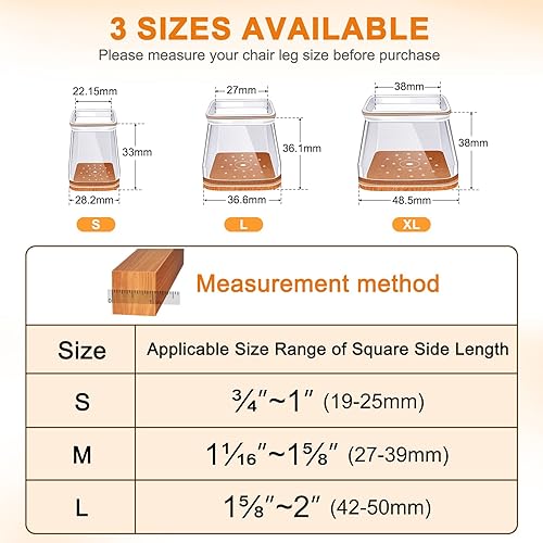 Miniatura 25 de 24 protectores de suelo para patas de silla para suelos de madera dura, fundas de silicona, almohadillas de fieltro, tapas de patas de muebles