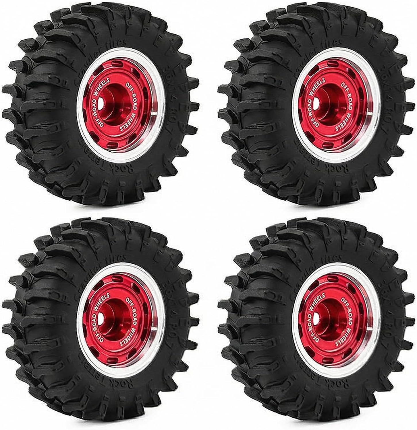 0.7" Aluminum Beadlock Wheel Rims and Tires Set For 1/30 Scale RC Crawler Axial SCX30 Bronco Wrangler Upgrade Parts (Bronze)