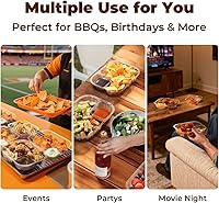 Vista 6 de Fit Meal Prep Paquete de 125 bandejas de plástico para nachos de 12 onzas, 2 compartimentos desechables para virutas y inmersiones, recipientes