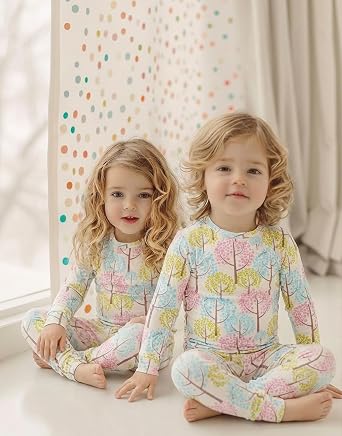 moimoln Sibling Matching 6M-8Y Cotton Modal Snug-Fit Pajamas Baby to Kids