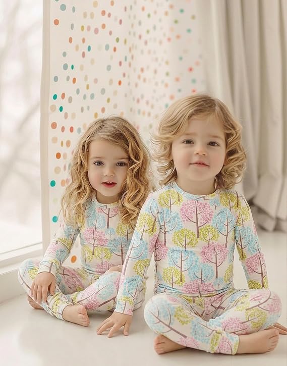 moimoln Sibling Matching 6M-8Y Cotton Modal Snug-Fit Pajamas Baby to Kids