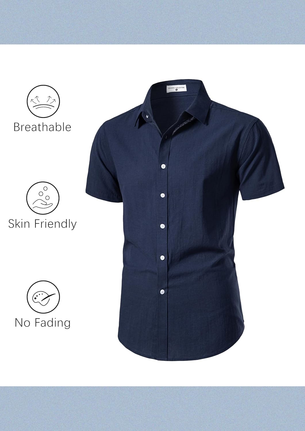 Mens Linen Shirts Short Sleeve Button Down Regular Fit Shirts Casual Vacation Beach Summer Hawaiian Tops - Image 4