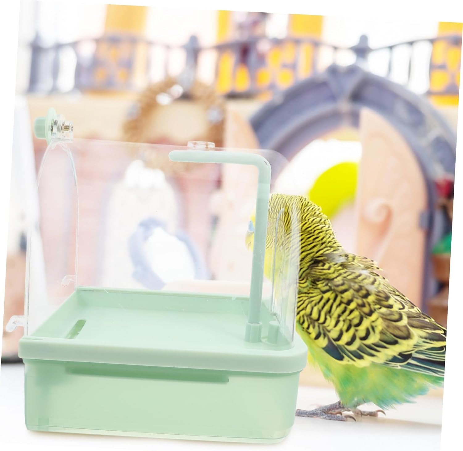 Indoor Automatic Bird Bath Tub with Circulating Faucet Handsfree Shower for Parakeets Conures All Birds External Basin Design for Easy Cleaning Bird Cage Accessory