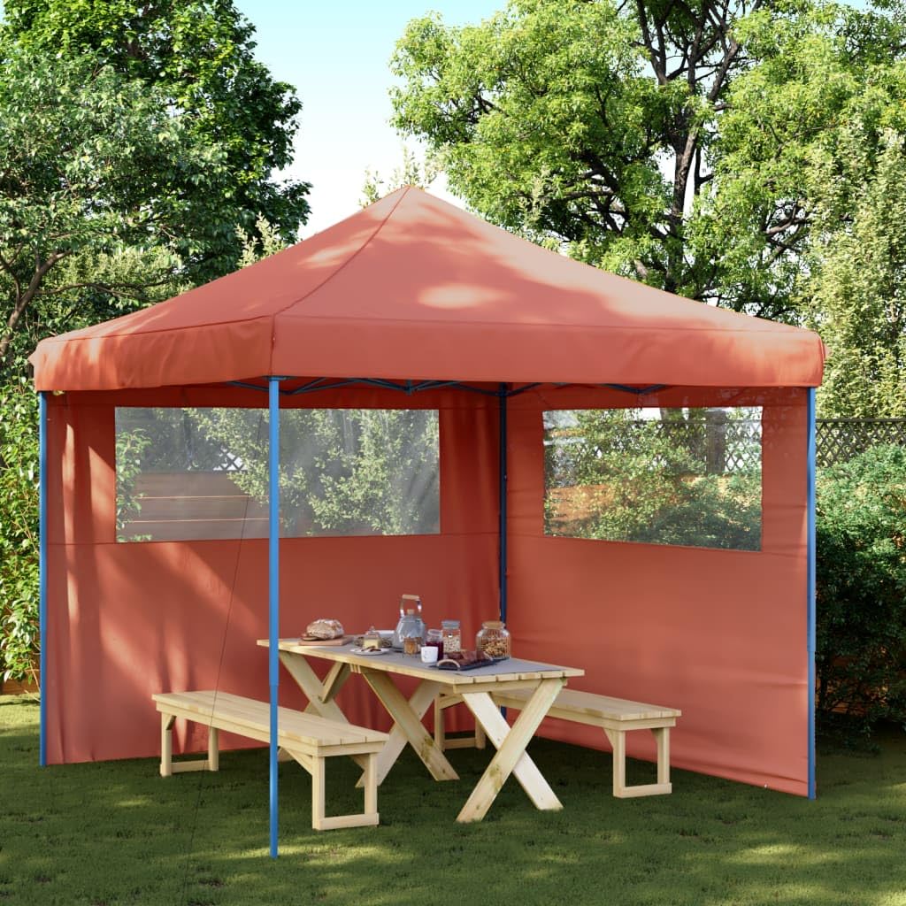vidaXL Tienda de Fiesta Plegable Pop-Up 2 Paredes Laterales Terracota, Tienda, Tienda de jardín, cenador de Camping, toldo cenador, cenador toldo
