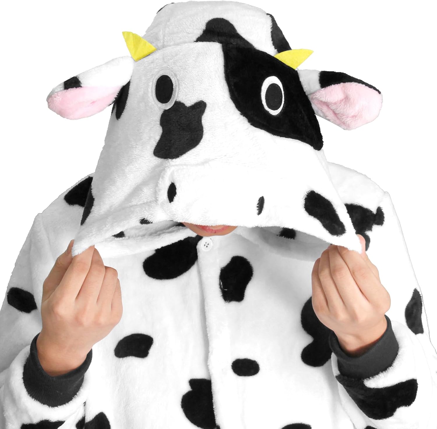 1 Pcs Halloween Costumes for Adults Cow Costume,Halloween Funny Cow Pattern Plush Costume,Couples Halloweens Funny Cows Pajamas Costumes Women,for Height Men Women Wear(63-66inchs) - Image 6