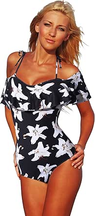 Runtly | Swim | Runtly Womans One Piece One Shoulder Ruffle Flounce Swimsuit With Hollow Mesh L 689aec73e94898dd43990ead