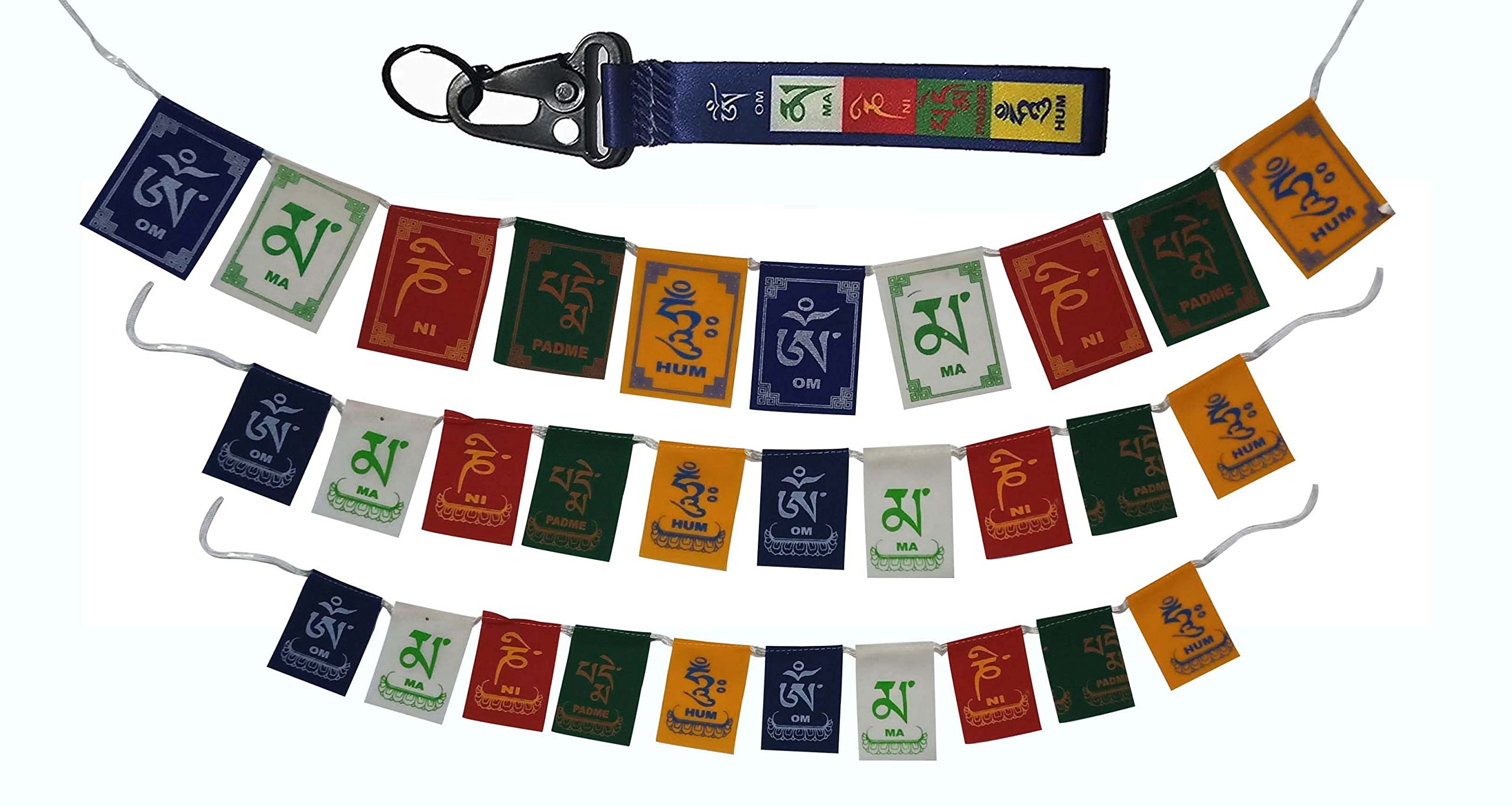 GRAPHIX DESIGN Tibetan Buddhist Prayer Flag, Ladakh Prayer Flags, Prayer Flags for Motorbike 3 pic+keyring