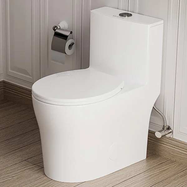 KK KE KING 24'' Depth Compact One Piece Toilet, Quiet Dual & Powerful Flush Small Toilet for Small Bathroom, Space Saving Toilet with Soft Close Seat, 12'' Rough-in