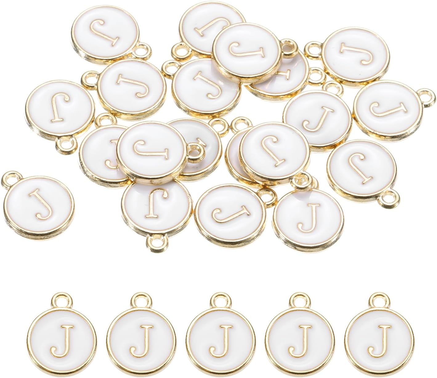 MECCANIXITY Alphabet Letter Charm Double Sided Enamel Initial Alphabet Pendant, for Necklace Bracelet Earring Jewelry Making