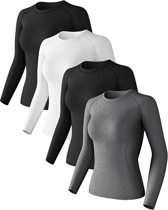 CL convallaria Womens Compression Shirt Long Sleeve Workout Yoga Top | Athletic t-shirts. Lightweight, soft, cooling, moisture-wicking, quick drying base layer. Ideal for gym, running and sports