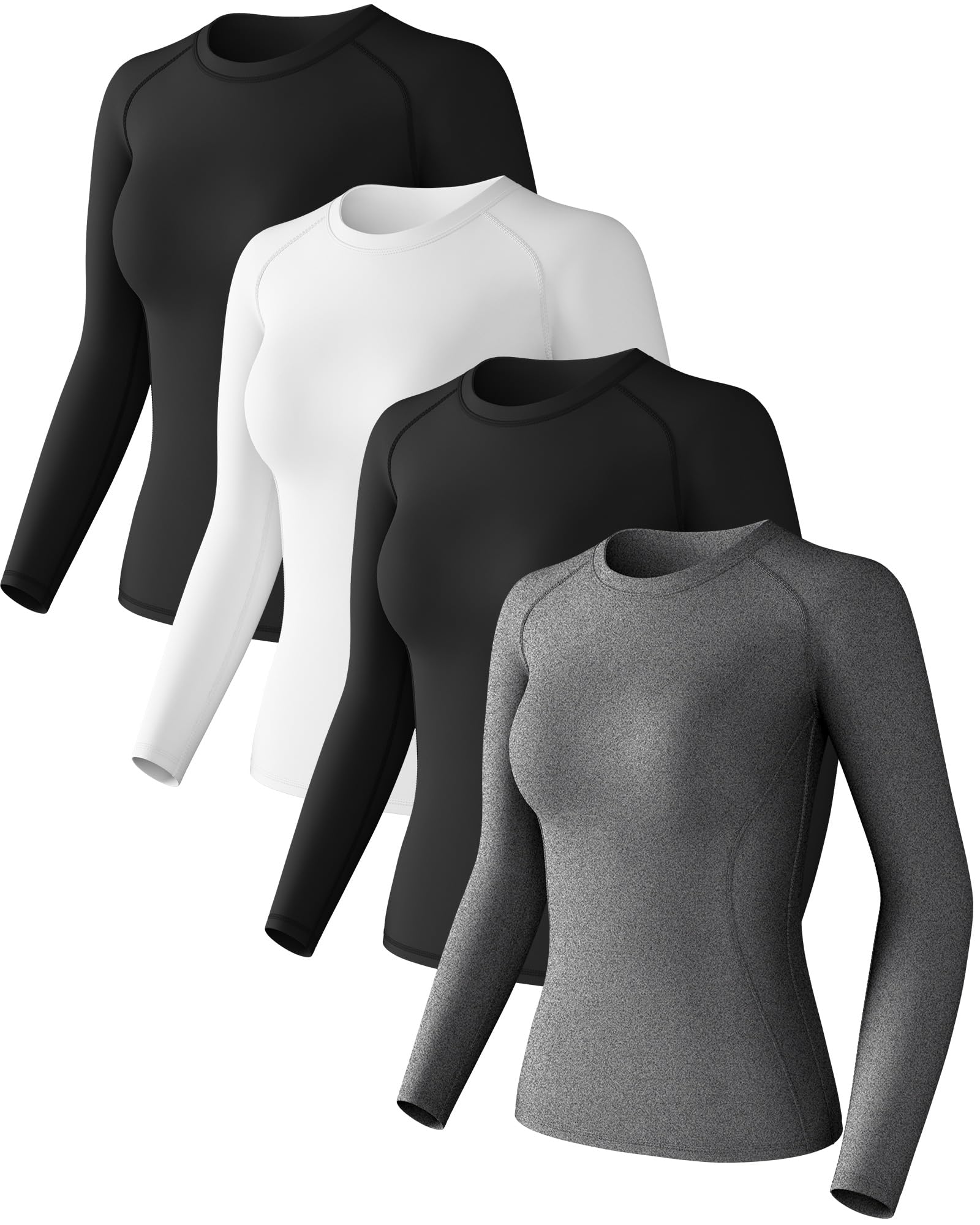 Womens Long Sleeve Compression Shirts Sun Protection Workout Underscrubs