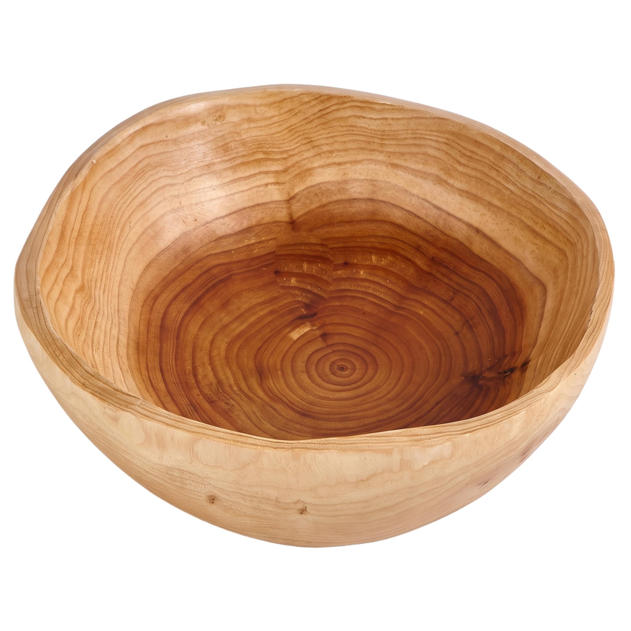 Bol en bois avec bol décoratif à revêtement de grain naturel, 10-11 pouces | Lisse sans bord, construction robuste, lavage facile, convient aux fruits, salades, bijoux, clés.