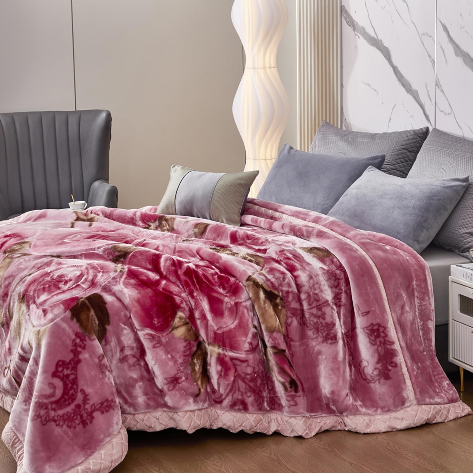 LGYKUMEG Coperta pesante coreana in visone, coperta in pile, velluto di peluche, misura king size 150 x 200 cm, 2 kg, a due strati, reversibile, seta morbida, resistente alle pieghe e alla luce