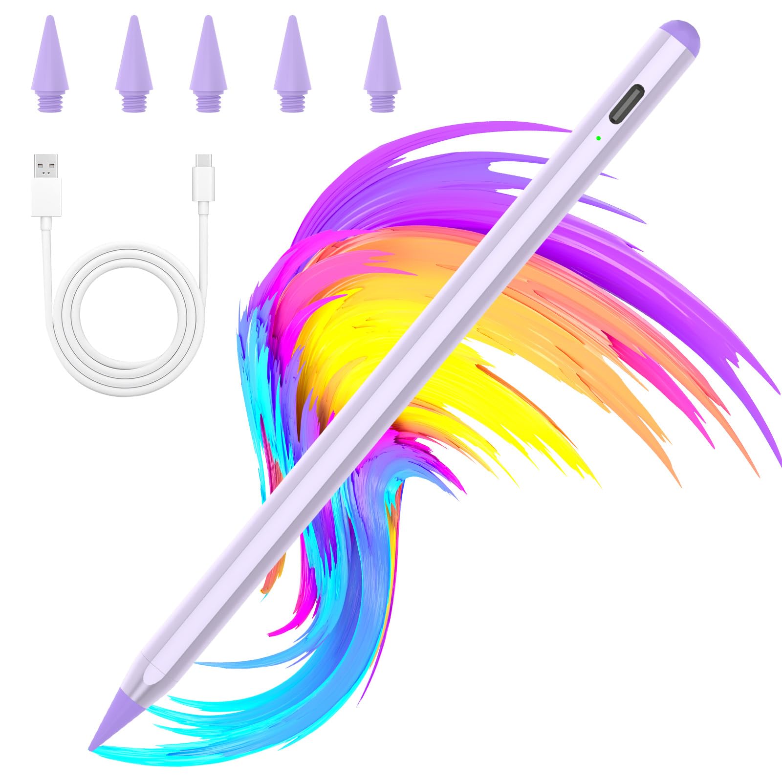 Stylus Stift für iPad 2018-2025, 3X Schnellladung, Eingabestifte mit Neigungserkennung & Palm-Ablehnung & Hohe Präzision, für iPad 11/10/9/8/7/6, Pro 11