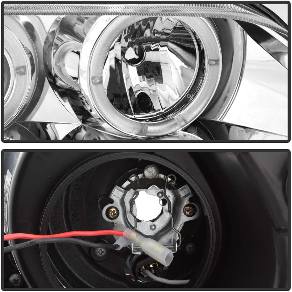 ACANII - For 1996-2002 BMW Z3 LED Halo Chrome Housing Projector Headlights Headlamps Assembly, Driver & Passenger Side