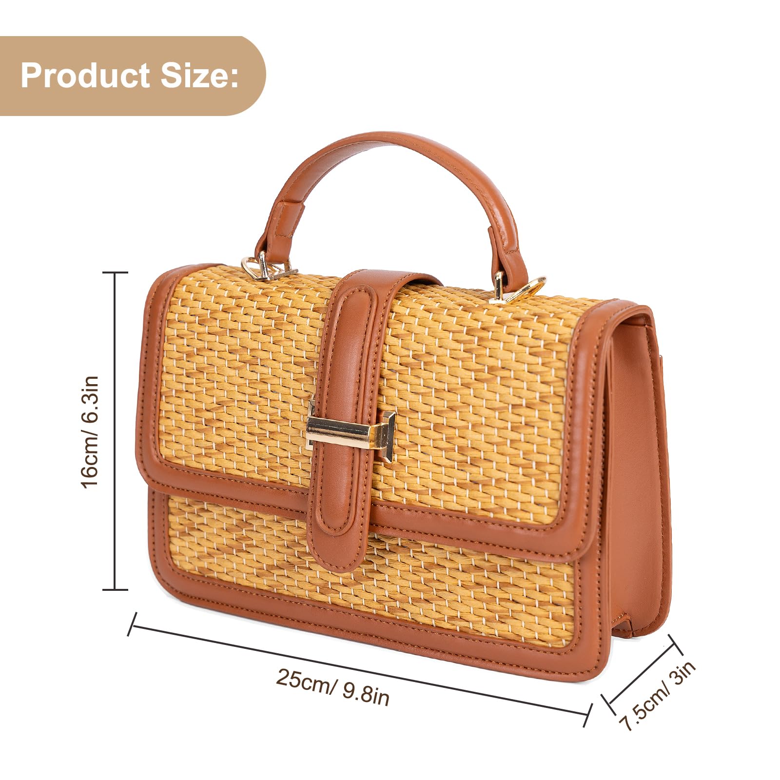 boshiho Borsa a tracolla da donna in paglia intrecciata stile Raffia, borsa da spiaggia con manico superiore, borsa a tracolla per vacanze estive