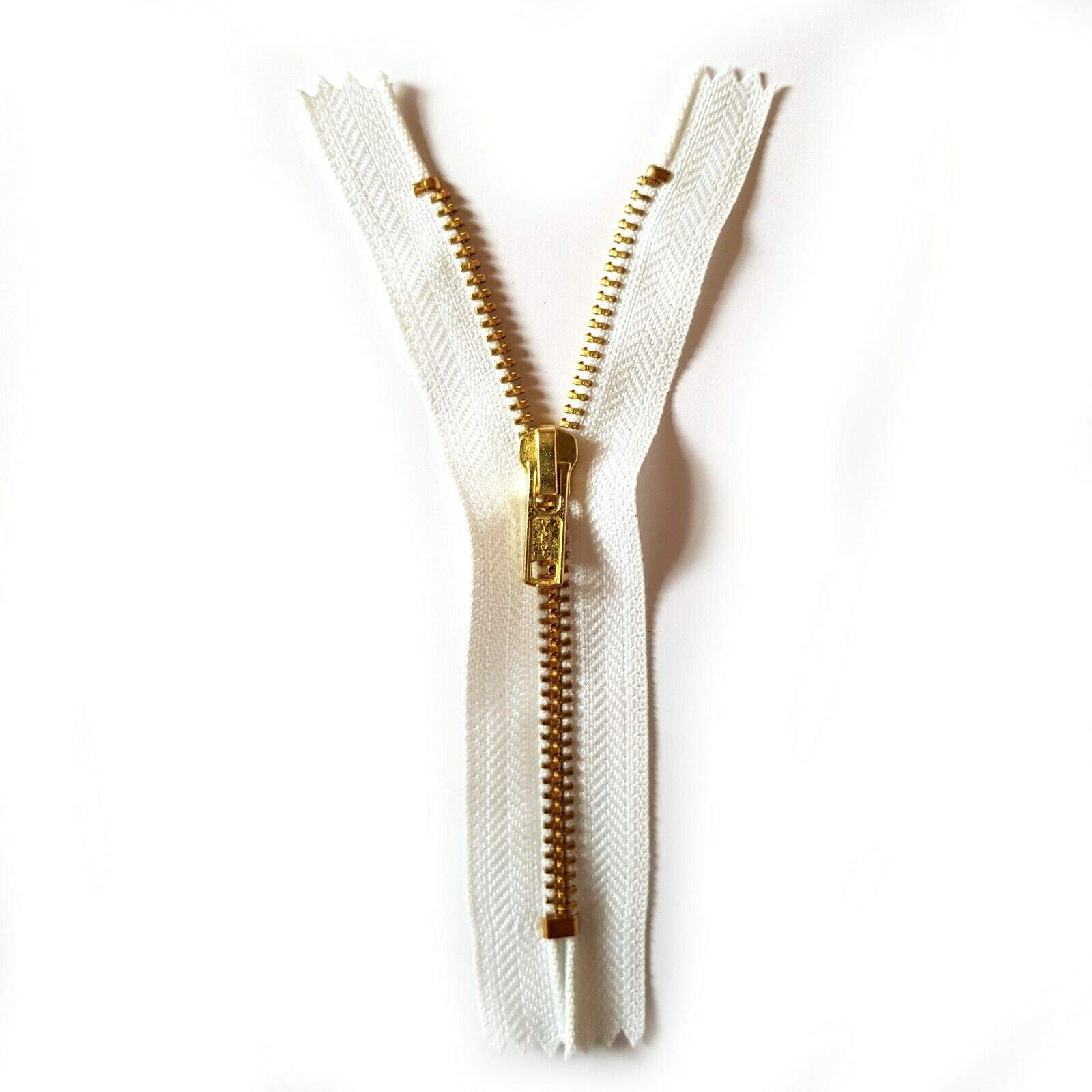 Soladirect White 10Cm Zip Zipper For Trousers Jeans Handbag - No 4 Brass Closed End