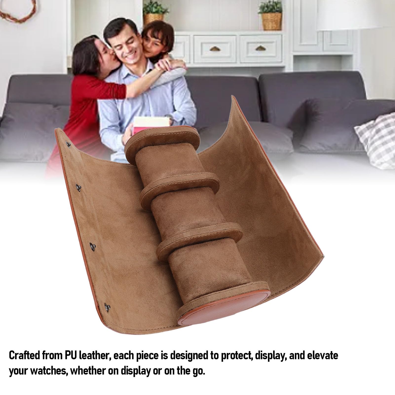 Luxuriöse Uhrenrolle aus weichem PU-Leder, Reiseetui, Organizer-Box für die Aufbewahrung zu Hause (3 Fächer 600 ml)