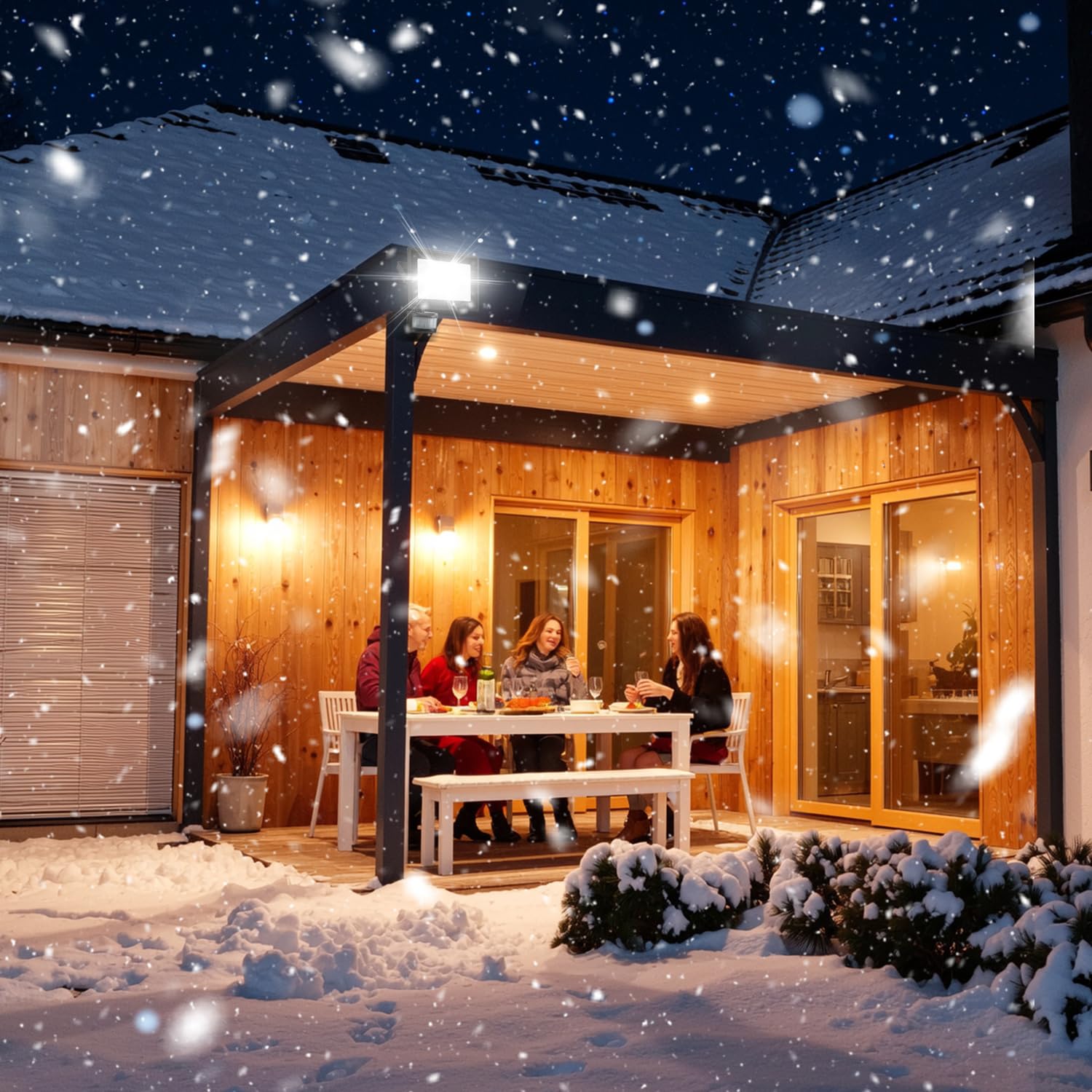 LED Strahler mit Bewegungsmelder Außen, 4 Stücke 50W 4000LM 6000K Kaltweiß Superhell LED Fluter, IP66 Wasserdicht Fluter für Outdoor Garten Innenhöfe (kein Stecker)