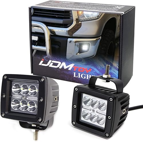 iJDMTOY Luces LED cúbicas de alta potencia de 2 x 3 pulgadas, 24 W, compatible con Jeep Truck Off-Road ATV 4WD 4x4, haz puntual, blanco xenón