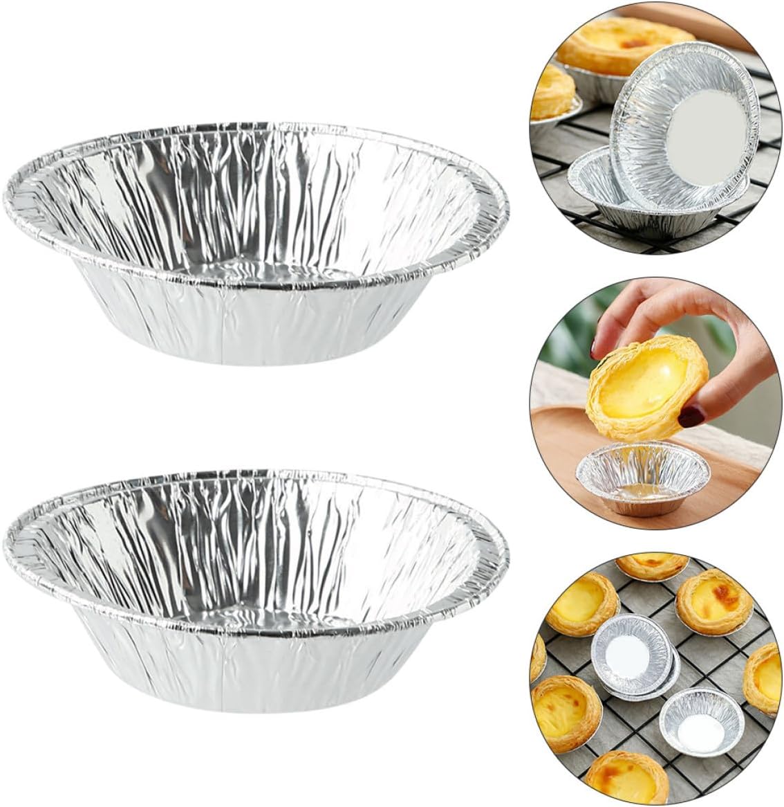 TIDTALEO Disposable Egg Tart Molds 8Cm Silver Tinfoil Baking Cups Kitchen Baking Tool 500Pcs for Dessert and Muffin Bakery Use