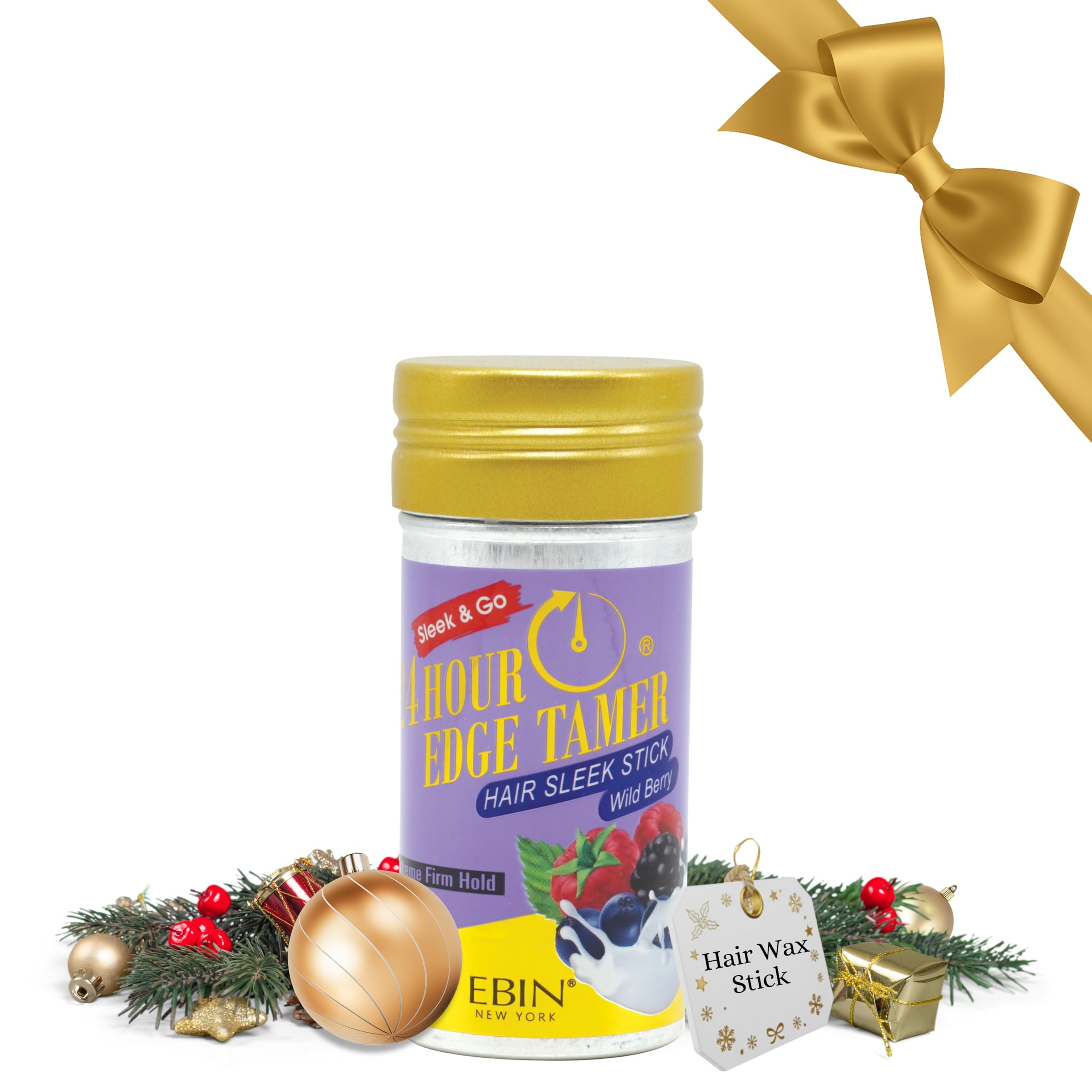 EBIN NEW YORK 24 Hour Edge Tamer Hair Sleek Stick, Extreme Firm Hold, 2.7 oz, Wild Berry – Sleek & Go, No Flaking and White Residue