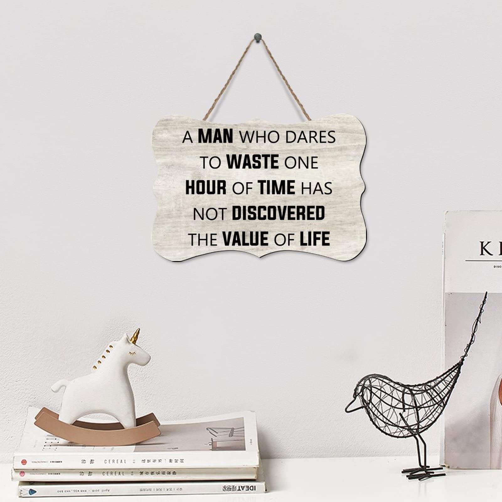 Targa In Legno Divertente 'It's Never Too Late To Live Happily Ever After' Per Porta O Parete, 30,5x15,2 Cm, Regalo Inaugurazione Casa