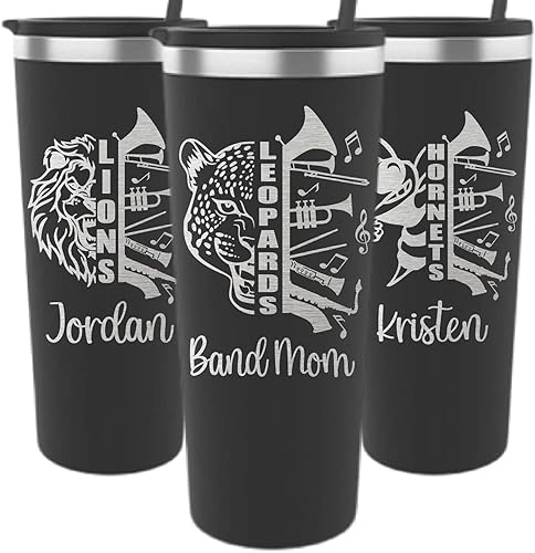 Maars Vaso de banda de marcha, banda escolar, banda de regalo para maestros, taza de banda de marcha personalizada, orgullo escolar, vaso de mascota