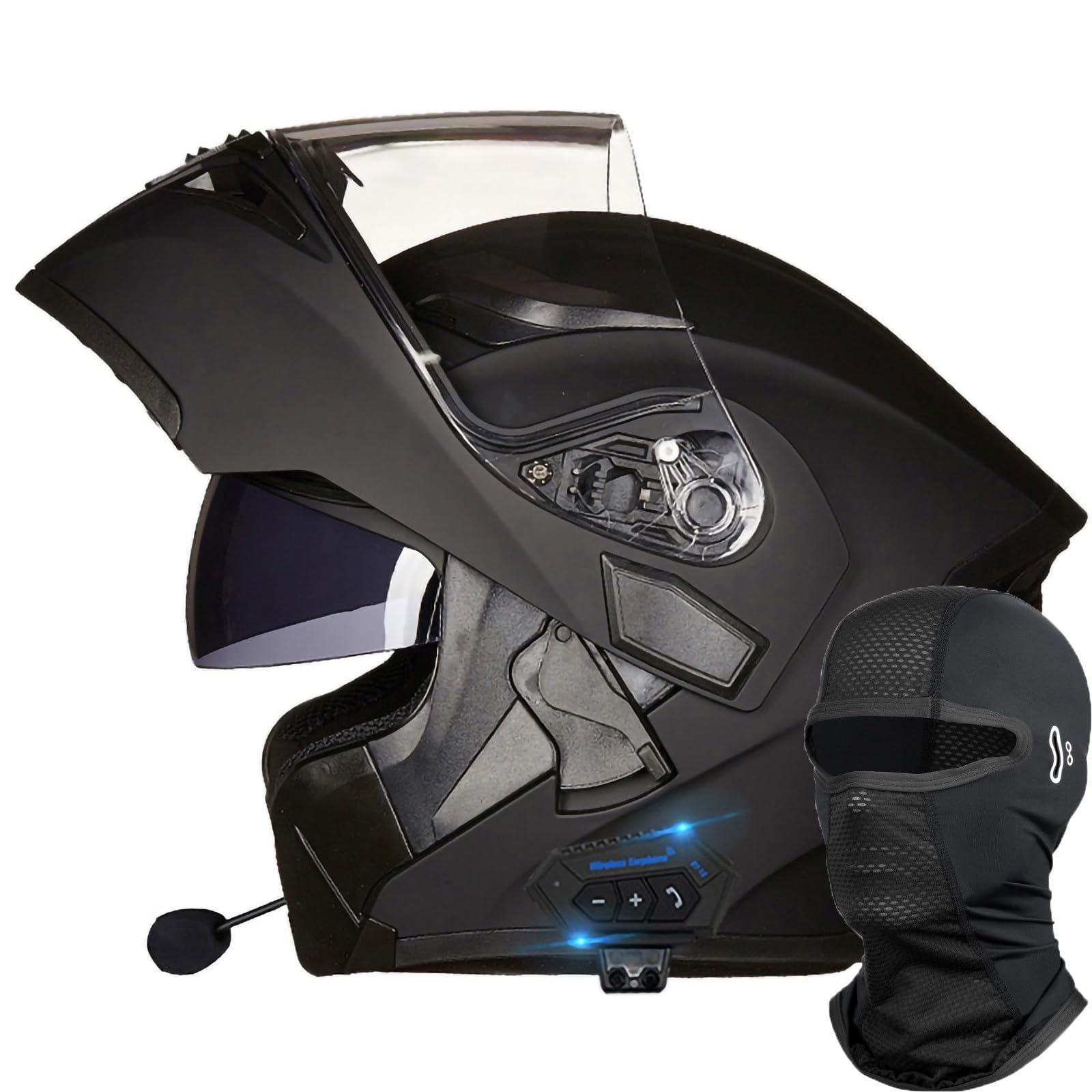 Casque de moto modulable Bluetooth XL réglable contre la buée du matin