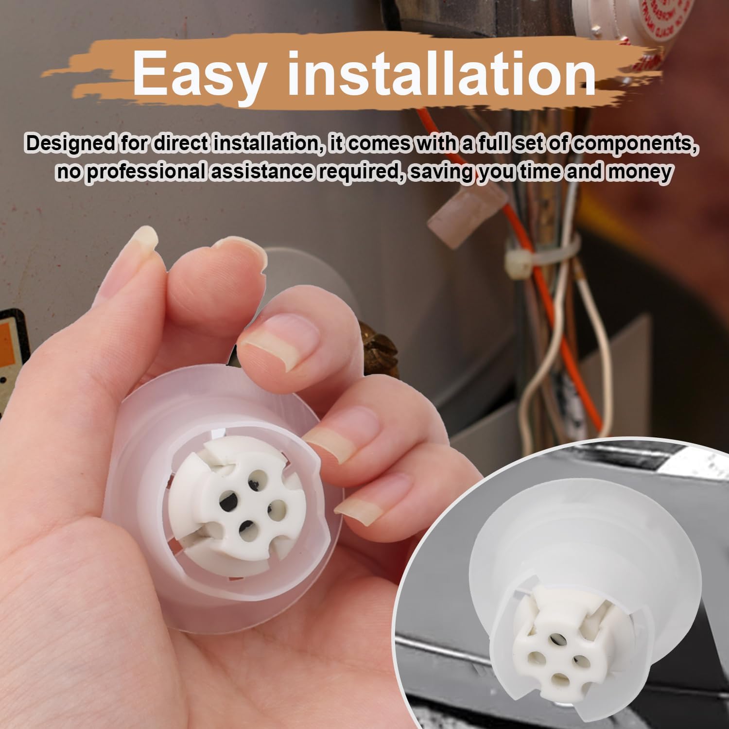 3pcs SP20172 Portable Flammable Vapor Sensor Kit, Durable PP Material FV Sensor Replacement Parts Includes Cap Plug & Cable Tie for Rheem Water Heaters