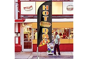 Hot Dog Sign with Feather Flag Pole Kit for Business Advertising