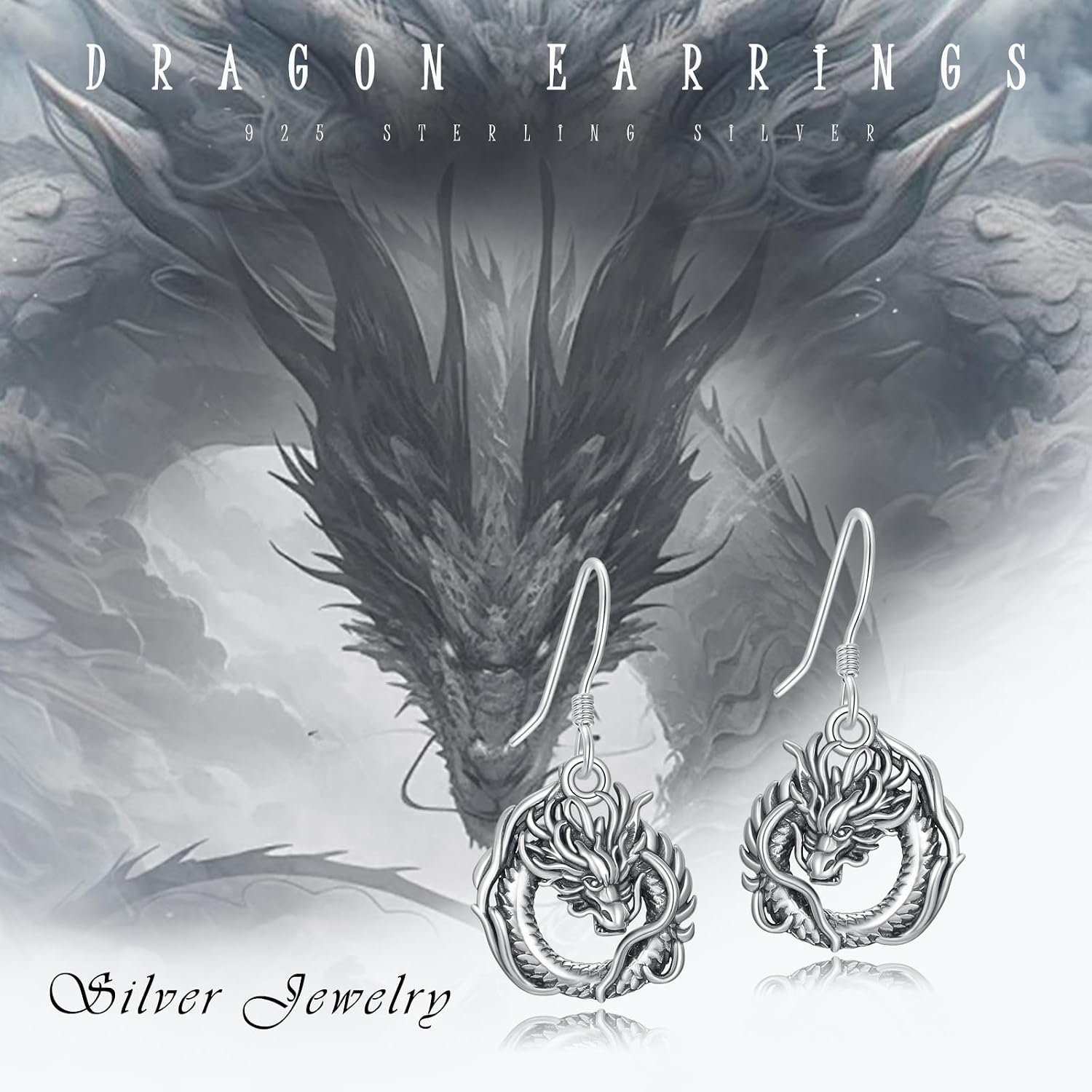 Dragon Earrings for Women Men, 925 Sterling Silver Dragon Earrings, Vintage Dragon Jewelry Gift for Women Men