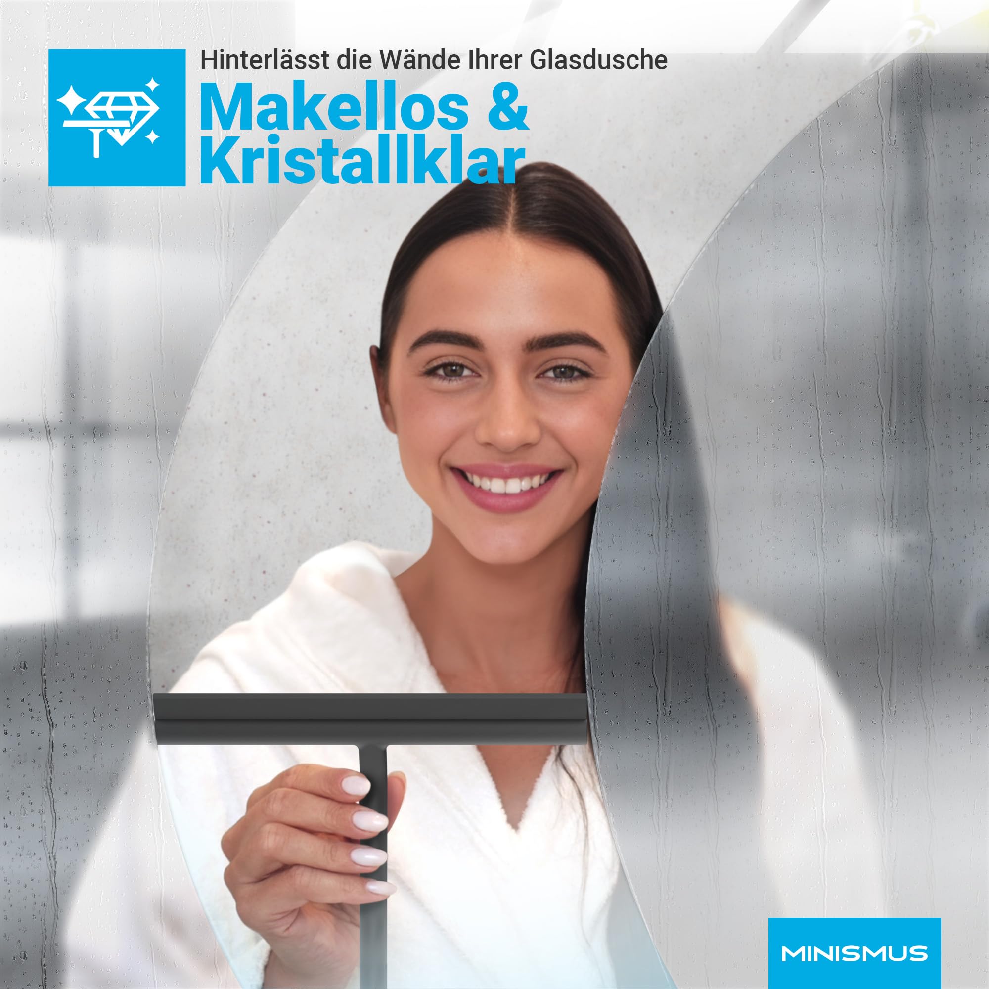 Minismus Window Squeegee with Hanger - Professional Shower Squeegee - Shower Squeegee - Streak-Free - High-Quality Silicone - Non-Slip (Black, 21 cm) - 3