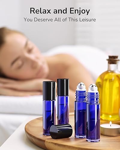 Miniatura 8 de ULG Essential Oil Roller Bottles 48 Pack 10ml Cobalt Blue Glass Empty Bottles with Stainless Steel Roller Balls